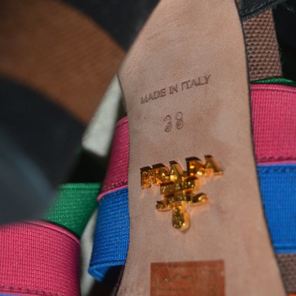 Prada Rainbow Multicolor Elastic Sandals Heels - Picture 8 of 8